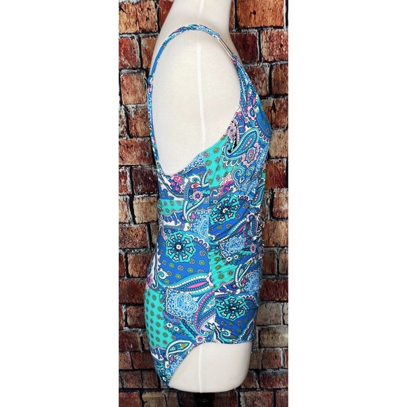 Love your Assets Sara Blakely Spanx Paisley Wave Full Coverage Large Swimsuit - Picture 3 of 6